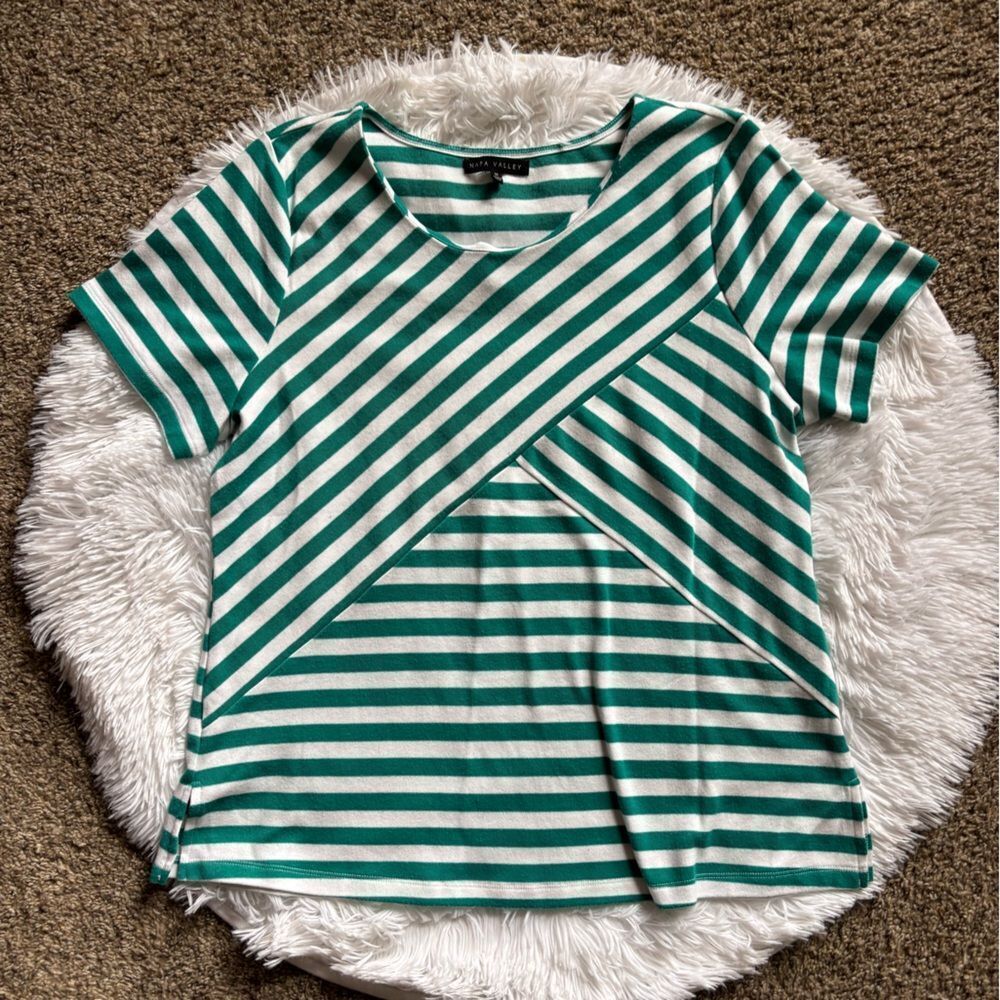Napa‎ Valley Top Striped Green White Womens Size Medium